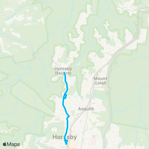 Sydney Buses Network Hornsby to Hornsby Hts (Loop Service) map