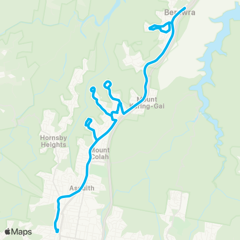 Sydney Buses Network Hornsby to Berowra map