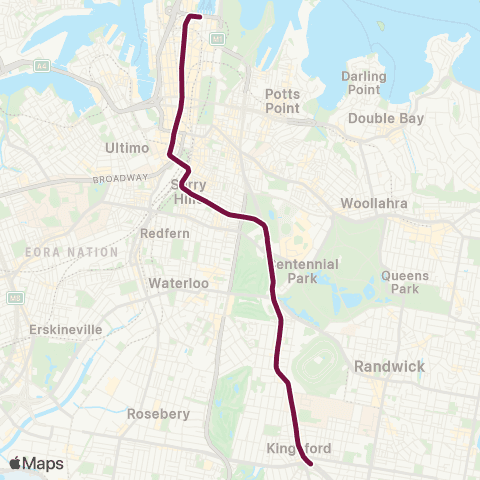 Sydney Light Rail Network Kingsford Line map