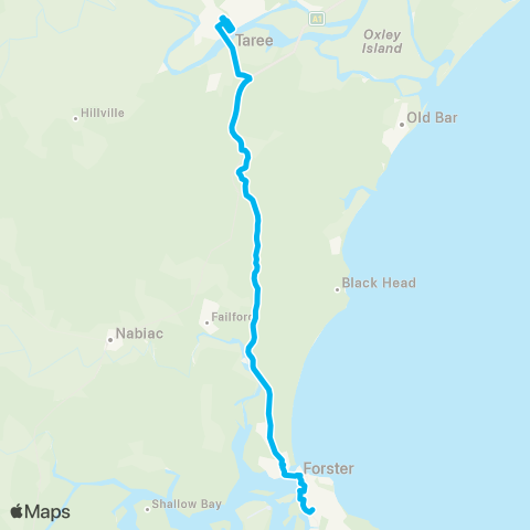 Newcastle and Hunter Network Forster to Taree map