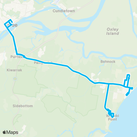 Newcastle and Hunter Network Taree to Old Bar (Loop Service) map