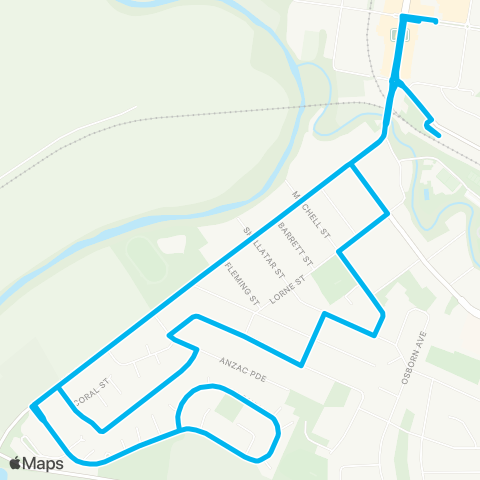 Newcastle and Hunter Network Muswellbrook Town Ctr to Sydney St (Loop Service) map