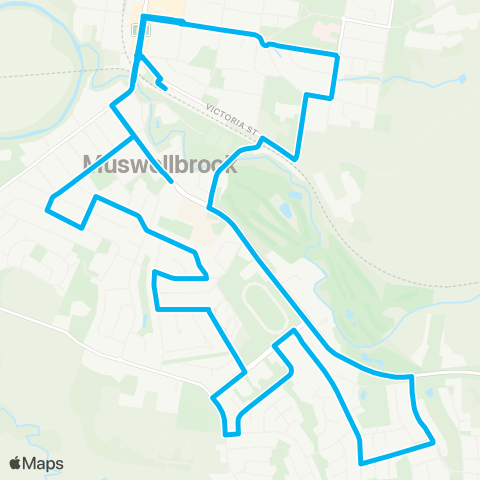 Newcastle and Hunter Network Muswellbrook Town Ctr to Highbrook (Loop Service) map