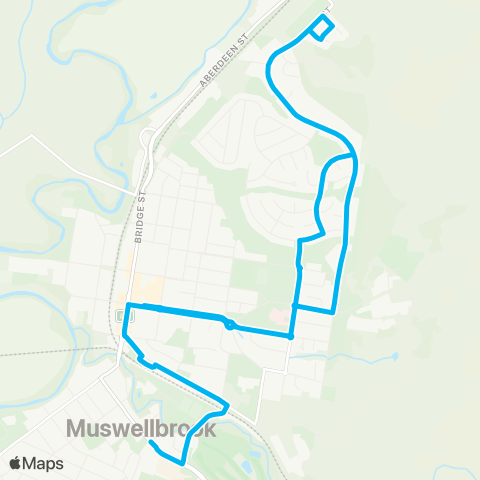 Newcastle and Hunter Network Muswellbrook Town Ctr to Queen St (Loop Service) map