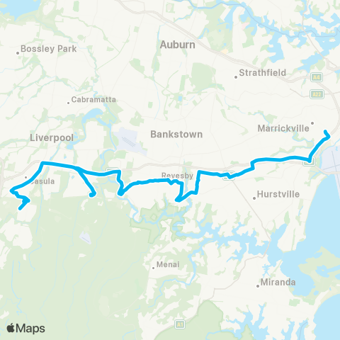 Temporary buses Sydenham, Kingsgrove, then all stations to Glenfield map