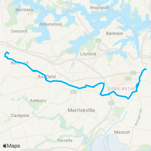 Temporary buses Central, then all stations to Strathfield map