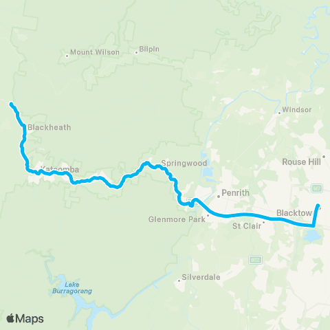 Temporary buses Blacktown, Blaxland, Springwood, Katoomba, then all stations to Mt Victoria map