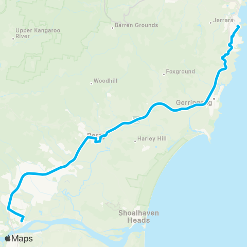 Illawarra Buses Network Kiama to Bomaderry map