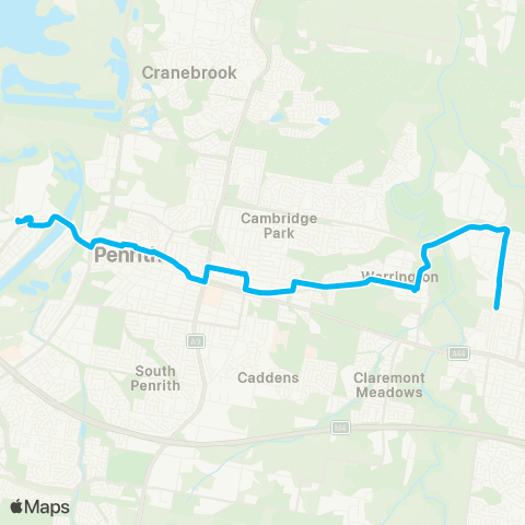 Temporary buses St Marys, then all stations to Emu Plains map