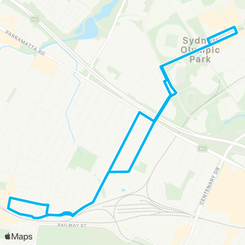 Temporary buses Lidcombe, then Olympic Pk and return (Loop Service) map
