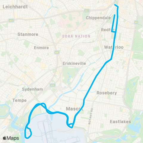 Temporary buses Central, then International Airport (Loop Service) map