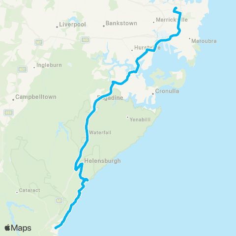 Temporary buses Central, Sutherland, then all stations to Thirroul map