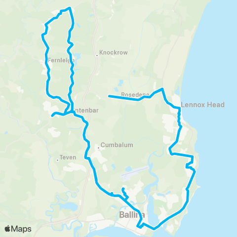 School buses Ballina to Fernleigh, Ballina, Skennars Head and Lennox Head Schools map