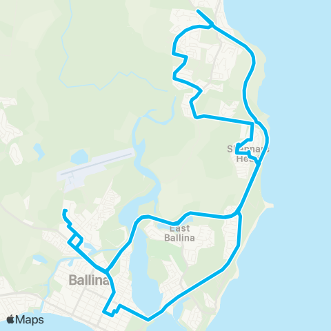 School buses Ballina Coast to Holy Family Catholic Primary and Xavier Catholic Coll map