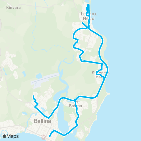 School buses Ballina Schools, Skennars Head Schools and Lennox Head Public to Ballina map
