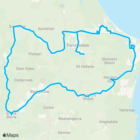 School buses Byron Bay to Cape Byron Steiner Sch via Coopers Shoot and Coorabell map