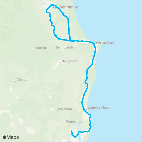 School buses Byron Bay to Mullumbimby, Ballina and Holy Family Catholic Primary map