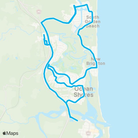 School buses Ocean Shores to Billinudgel via Brunswick Heads and Ocean Shores Schools map