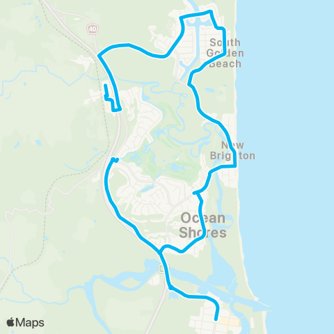 School buses Billinudgel to Brunswick Heads via Ocean Shores map