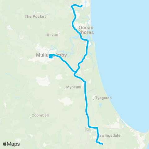 School buses Billinudgel to Cape Byron Steiner Sch via Brunswick Heads map