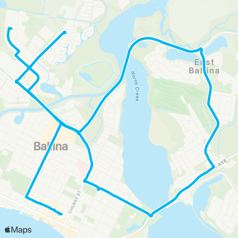 School buses Ballina Schools to Ballina via Angels Bch Dr map