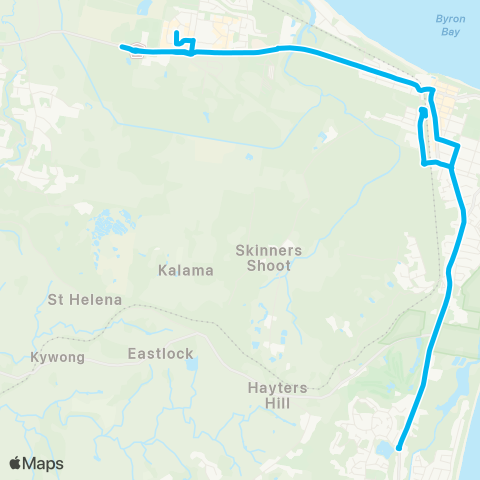 School buses Cape Byron Rudolf Steiner to Byron Bay Schools via Suffolk Pk map