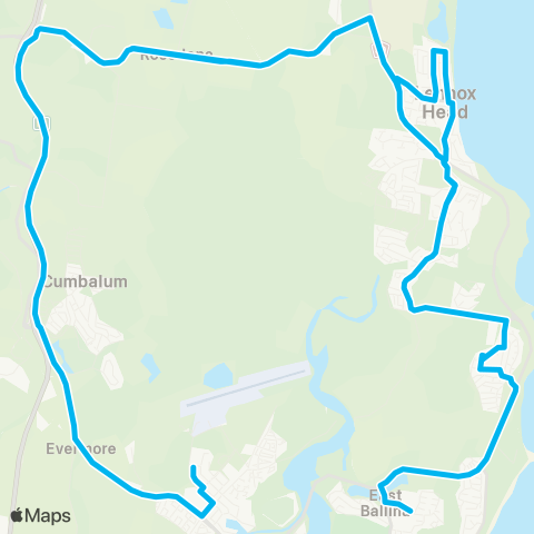 School buses Southern Cross Public to Skennars Head Schools via Kinvara map
