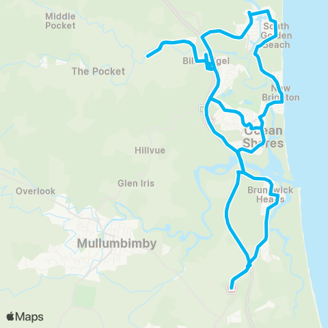 School buses The Pocket Primary to Billinudgel via S Golden Bch map