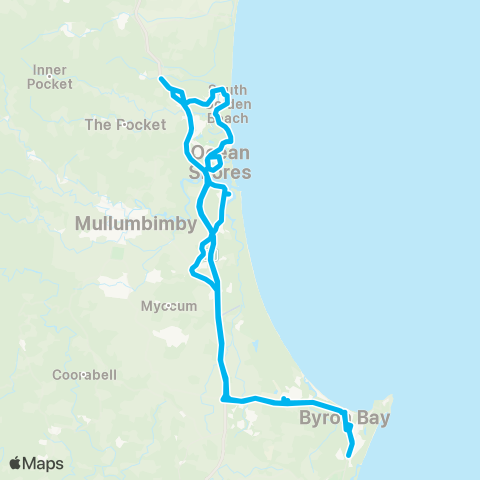 School buses Crabbes Creek Public to Brunswick Heads and Byron Bay Schools map