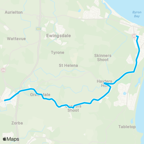 School buses Byron Bay Schools to Coopers Shoot and Bangalow Public map