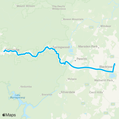 Temporary buses Blacktown, express to Katoomba map