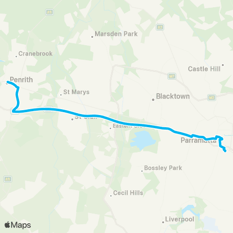 Temporary buses Granville, then Parramatta, Penrith map