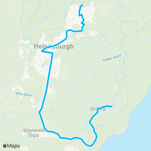 Temporary buses Helensburgh Sta, Helensburgh (Charles Harper Pk), then Otford Sta map