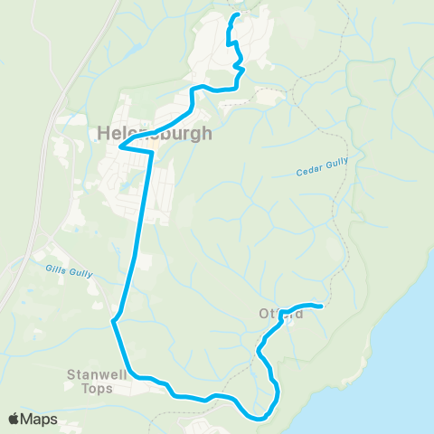 Temporary buses Helensburgh Sta, Helensburgh (Charles Harper Pk), then Otford Sta map