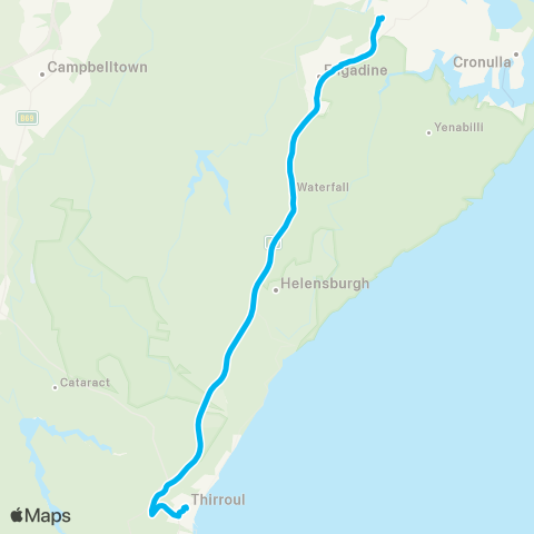 Temporary buses Sutherland to Thirroul Express map