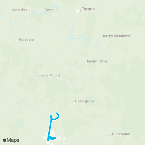 School buses Oberon Schools to Tarana map