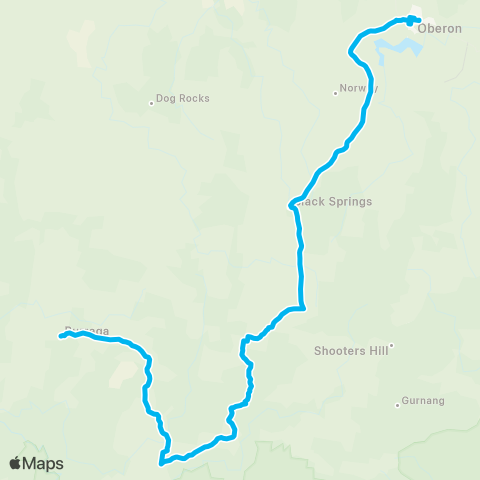 School buses Oberon Schools to Burraga via Arkstone map