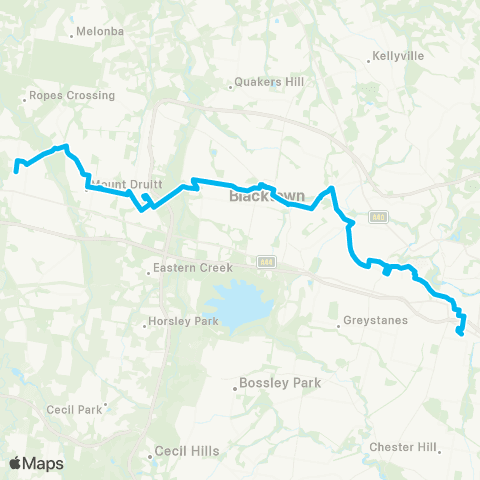 Temporary buses Granville, then all stations to St Marys map