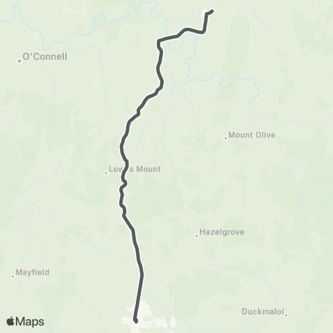 Private bus services Tarana to Oberon map