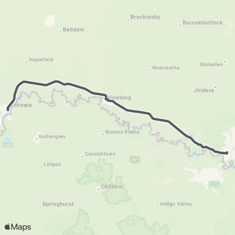 Private bus services Corowa to Albury via Howlong map