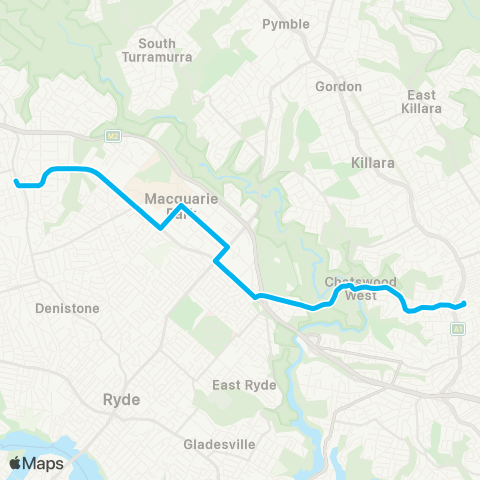 Temporary buses Chatswood, then all stations to Epping map