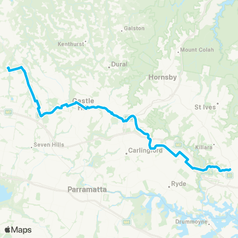 Temporary buses Chatswood to Tallawong map