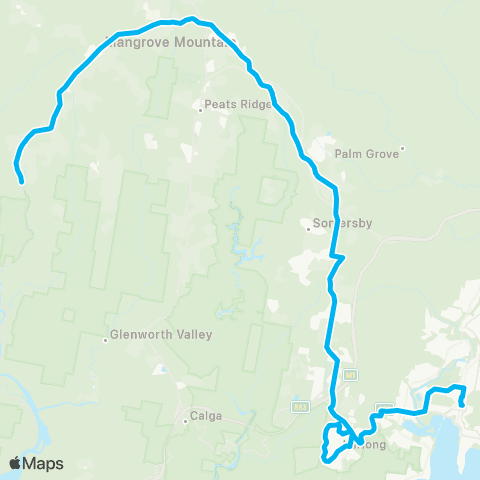 Central Coast Buses Network Gosford to Mangrove Mountain via Kariong map