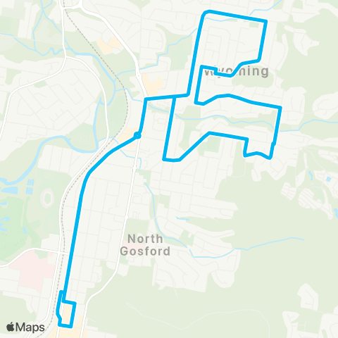 Central Coast Buses Network Gosford to Wyoming (Loop Service) map
