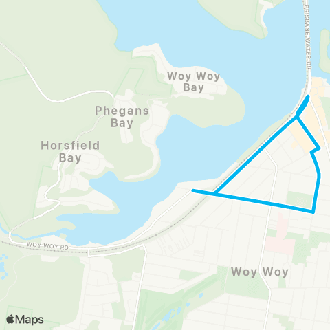 Central Coast Buses Network Woy Woy to Woy Woy Bay & Phegans Bay (Loop Service) map