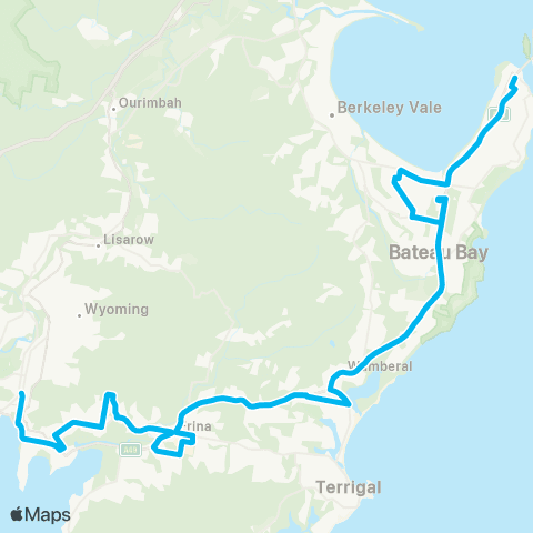 Central Coast Buses Network The Entrance to Gosford via Killarney Vale map