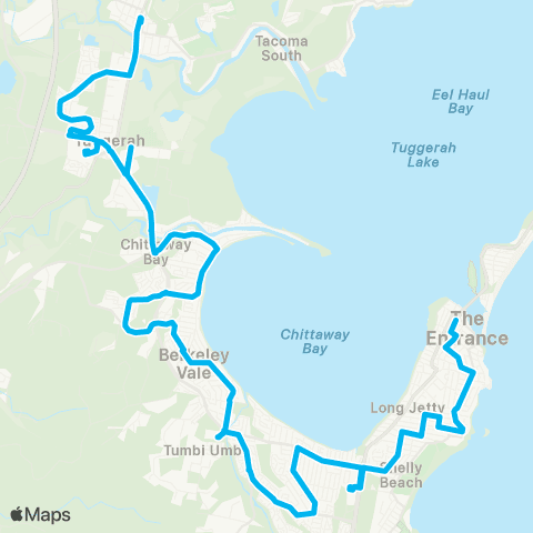 Central Coast Buses Network The Entrance to Wyong map