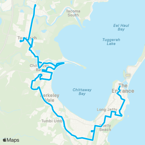 Central Coast Buses Network The Entrance to Wyong map
