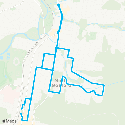 Central Coast Buses Network North Gosford to Gosford (Loop Service) map
