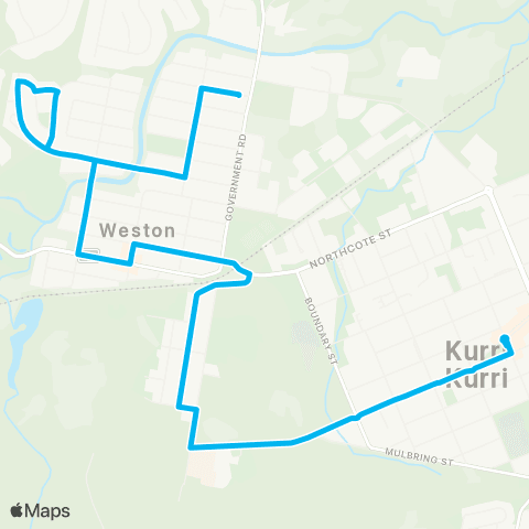 Hunter Buses Network Kurri Kurri to Weston map